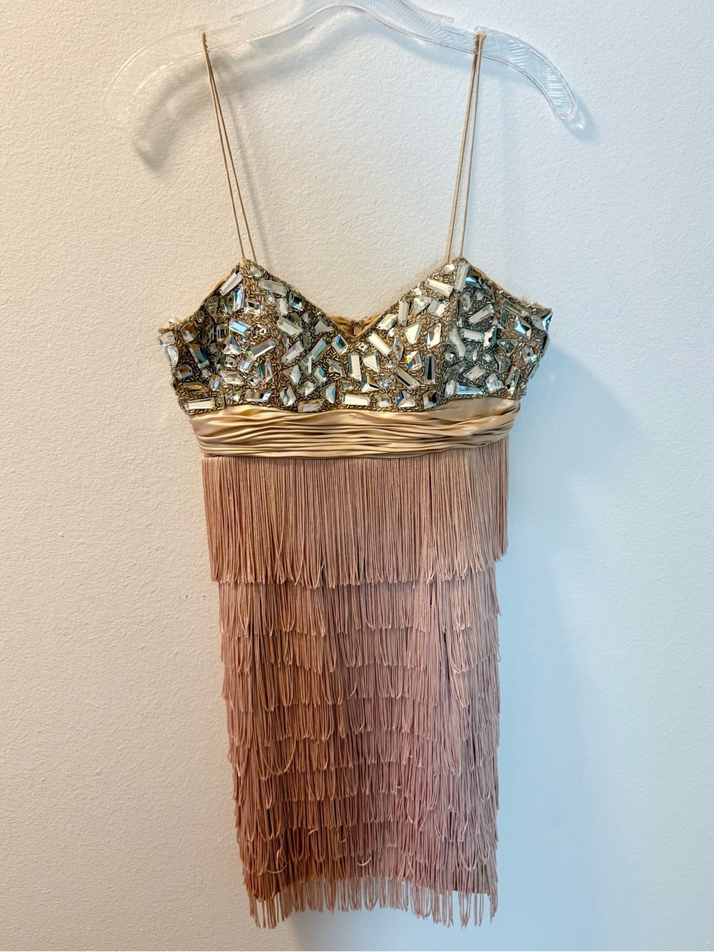 Sherri Hill Vintage Jeweled Crystal Fringe Mini Dress Size 4